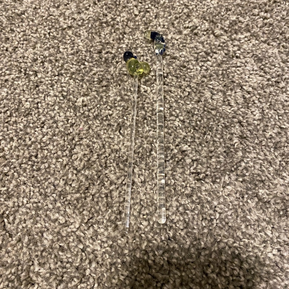 Vintage Bird blown glass stir sticks